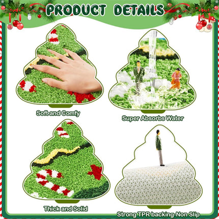Rugs - Christmas Kitchen Rugs - Snowman and Gingerbread Man Rugs - Christmas Tree Bath Mats - Non-Slip Doormats - Winter Rugs - Perfect for the Bathroom - Home Decor - Party Decorations - Christmas.