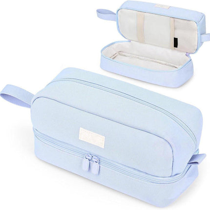Pencil case - Boy's pencil case - Girl's pencil case - School cases - Large pencil case - School supplies - Suitable for students - Girls - Girls and teenagers (blue).