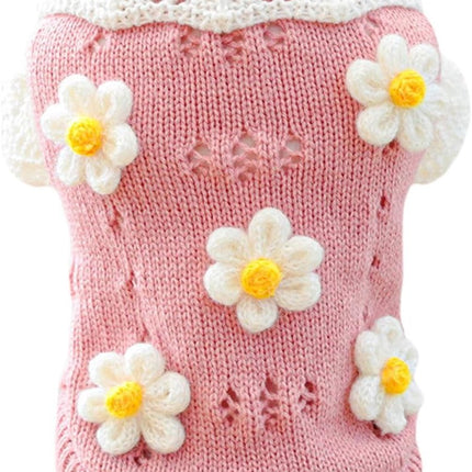 Dog Coat - Dog Sweater - Sweater for Small Dogs - Dog Sweater with an Adorable Floral Girl Design - Winter Knitted Sweater - Lightweight and Warm Cat Sweater - Birthday - Party Decoration - Christmas - Size XL.