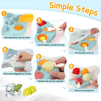 Silicone Ice Cube Trays - 5 Mesh Ice Cube Trays - BPA-Free, Safe for Children and Babies - Mini Ice Cube Trays - Ice Cube Trays with Handles and Lids - Reusable Ice Cube Trays for Kids.