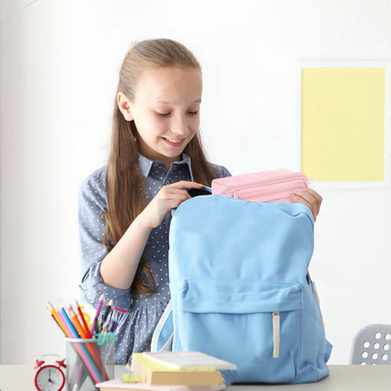 Pencil case - Pencil case for boys and girls - 20x8.5x8.5 cm - Canvas - Linen - Large capacity - School pencil case - pink.