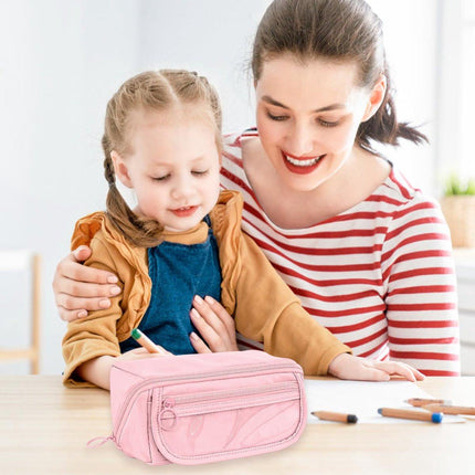 Pencil case - Pencil case for boys and girls - 20x8.5x8.5 cm - Canvas - Linen - Large capacity - School pencil case - pink.