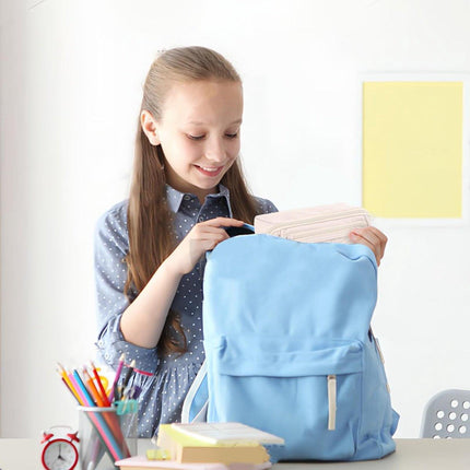 Pencil case - Pencil case for boys and girls - 20x8.5x8.5 cm - Canvas - Linen - Large capacity - School pencil case - Beige.