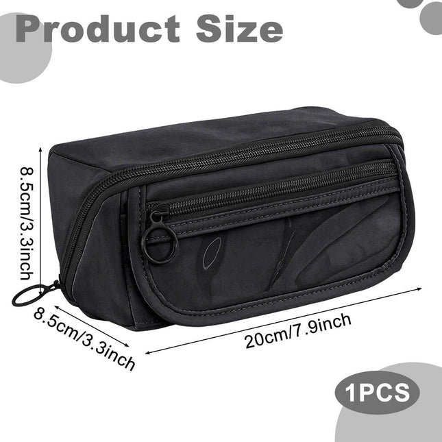 Pencil case - Pencil case for boys and girls - 20x8.5x8.5 cm - Canvas - Linen - Large capacity - School pencil case - black.