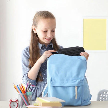 Pencil case - Pencil case for boys and girls - 20x8.5x8.5 cm - Canvas - Linen - Large capacity - School pencil case - black.