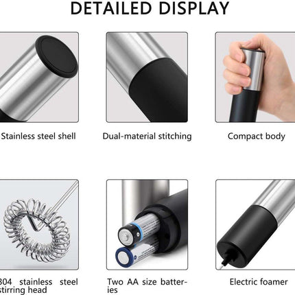 Milk Frother - Milk Frother - Manual Milk Frother - Electric Milk Frother - Milk Frother with Stand - Portable Beverage Mixer - Efficient Foaming Lance - Professional Whisk - Create the Perfect Coffee Foam.