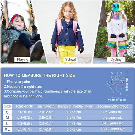 Gloves - Winter Gloves - Cycling Gloves - Running Gloves - Outdoor Sports Gloves - Children's Winter Gloves - Touchscreen Compatible - Thick, Waterproof, Windproof and Non-Slip - Warm Fleece - Gift for Boys and Girls.