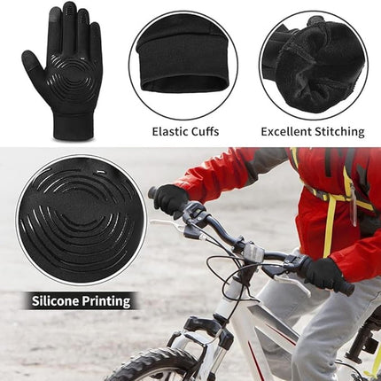 Gloves - Winter Gloves - Cycling Gloves - Running Gloves - Outdoor Sports Gloves - Children's Winter Gloves - Touchscreen Compatible - Thick, Waterproof, Windproof and Non-Slip - Warm Fleece - Gift for Boys and Girls.