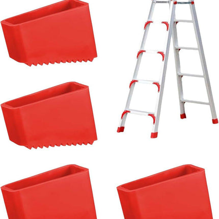 4 rubber stuks on ladders - ladders of rubber - Rubber on ladders - Rubber on ladders mat - Ladderdoppen - Red - Ladderstabilisatoren, antislip vervangende voetafdekkingen voor thuis- en industriële ladders.