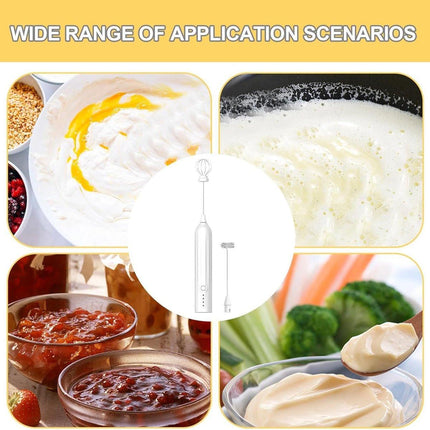 Electric milk frother, manual, rechargeable, mini whisk, USB rechargeable, 3 speeds, for lattes, cappuccinos, coffee, cream, hot chocolate, eggs, etc..