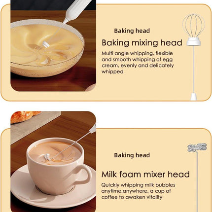 Electric milk frother, manual, rechargeable, mini whisk, USB rechargeable, 3 speeds, for lattes, cappuccinos, coffee, cream, hot chocolate, eggs, etc..