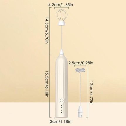 Milk Frother - Electric Milk Frother - Manual Milk Frother - Rechargeable Milk Frother - Mini Whisk - 3-Speed USB Rechargeable Milk Frother - For Lattes, Cappuccinos, Coffee Cream, Hot Chocolate Eggs - Milky White.