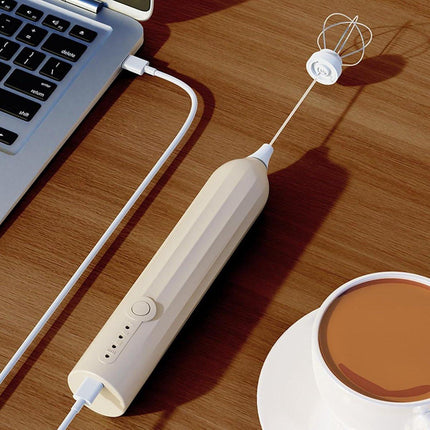 Milk Frother - Electric Milk Frother - Manual Milk Frother - Rechargeable Milk Frother - Mini Whisk - 3-Speed USB Rechargeable Milk Frother - For Lattes, Cappuccinos, Coffee Cream, Hot Chocolate Eggs - Milky White.