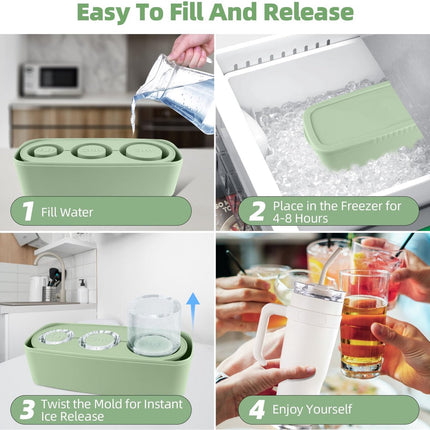 Ice Cube Tray - Silicone Ice Cube Tray - Ice Cube Mold - Ice Cube Mold - For chilling cocktails, whiskey, drinks, coffee, ice cubes - 40 oz - Green.