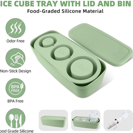 Ice Cube Tray - Silicone Ice Cube Tray - Ice Cube Mold - Ice Cube Mold - For chilling cocktails, whiskey, drinks, coffee, ice cubes - 40 oz - Green.