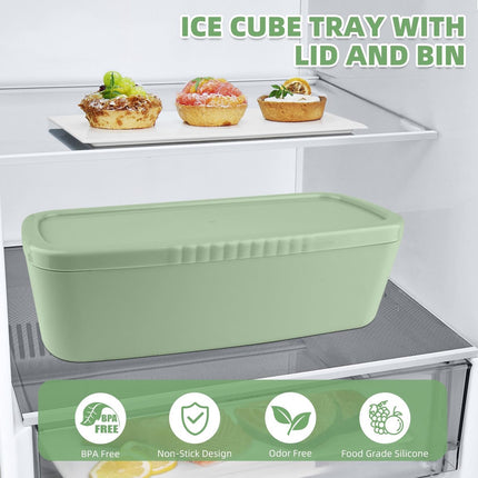 Ice Cube Tray - Silicone Ice Cube Tray - Ice Cube Mold - Ice Cube Mold - For chilling cocktails, whiskey, drinks, coffee, ice cubes - 40 oz - Green.