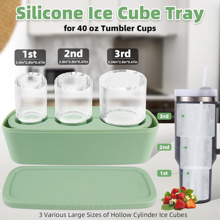 Ice Cube Tray - Silicone Ice Cube Tray - Ice Cube Mold - Ice Cube Mold - For chilling cocktails, whiskey, drinks, coffee, ice cubes - 40 oz - Green.