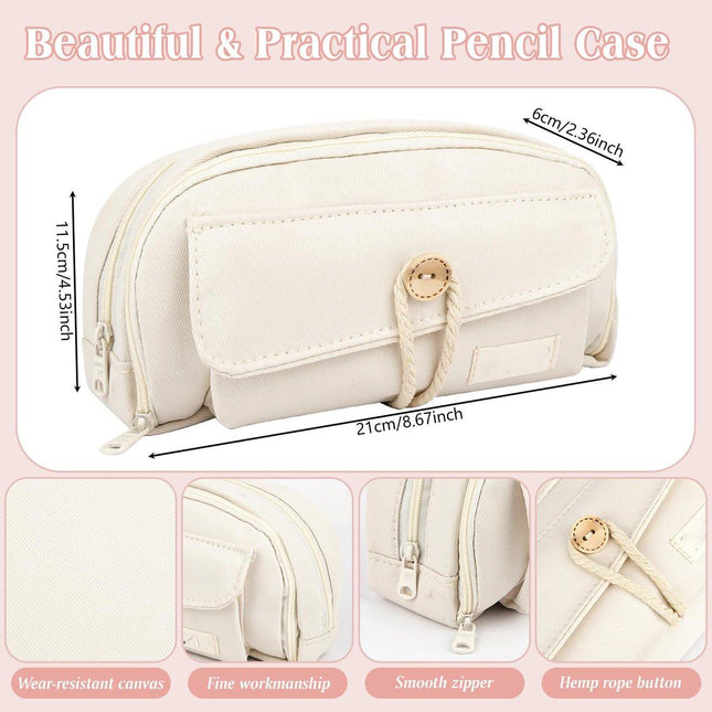 Pencil case - Large capacity pencil case - 21 x 11.5 x 5.5 cm - Pencil case for boys and girls - School supplies - Wit.
