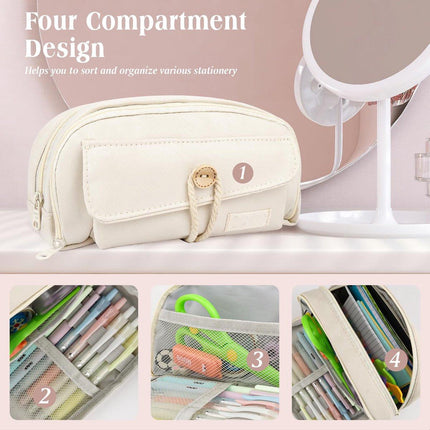 Pencil case - Large capacity pencil case - 21 x 11.5 x 5.5 cm - Pencil case for boys and girls - School supplies - Wit.