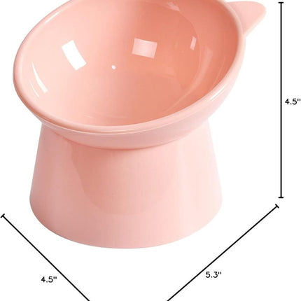 Cat bowl - Non-slip feeder - Tilting bowl - Anti-vomiting - Angled design - Blue - Perfect for cats - Indoor use - Pet accessories - Pink.