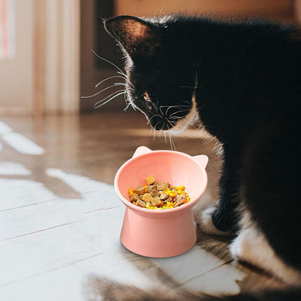 Cat bowl - Non-slip feeder - Tilting bowl - Anti-vomiting - Angled design - Blue - Perfect for cats - Indoor use - Pet accessories - Pink.