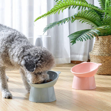 Cat bowl - Non-slip feeder - Tilting bowl - Anti-vomiting - Angled design - Blue - Perfect for cats - Indoor use - Pet accessories - Pink.