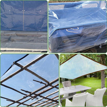 Tarpaulin - Transparent tarpaulin - Transparent tarpaulin with rings - Waterproof transparent tarpaulin - PE tarpaulin - for garden furniture - Planter - Animal shelter - Roof - Rope included - 2 x 3 m.