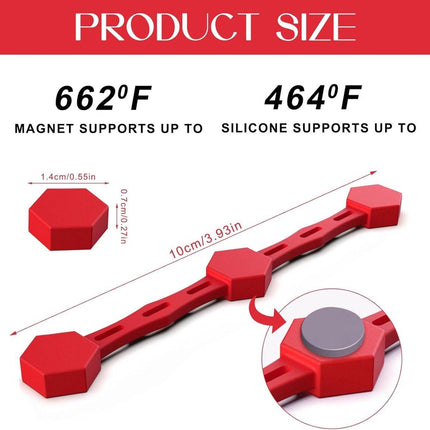 4 Magnetic Silicone Airfryer Loops – Safe for Parchment Paper and Disposable Liners – Magnetic Silicone Airfryer Strips – Ideal for Airfryer Accessories – Prevents Paper from Burning on Contact with the Heating Element – Red.