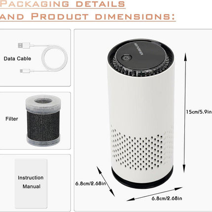 Air purifier - Negative ion air purifier - Air purifier for the home - Rooms up to 20 m² - Negative ion air purifier - Deodorizer - Ionizer - Wit.