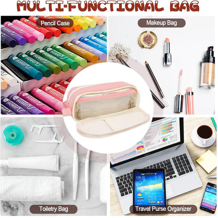 Pencil Case - Large Capacity - Waterproof and Expandable - Pencil Case for Boys and Girls - School Supplies - Suitable for Stationery, Makeup, Cosmetics, Travel, and Office Supplies - Pink.