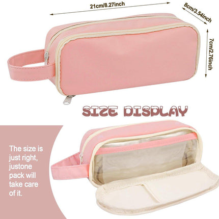 Pencil Case - Large Capacity - Waterproof and Expandable - Pencil Case for Boys and Girls - School Supplies - Suitable for Stationery, Makeup, Cosmetics, Travel, and Office Supplies - Pink.
