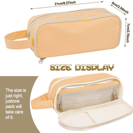 Pencil Case - Large Capacity - Waterproof and Expandable - Pencil Case for Boys and Girls - School Supplies - Suitable for Stationery, Makeup, Cosmetics, Travel and Office Supplies - Brown.