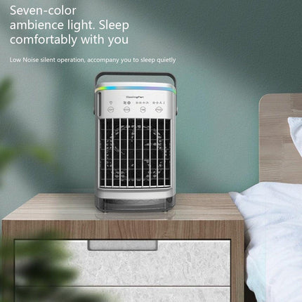 Fan - Small fan - Portable air cooler - Mini mobile air conditioner - Personal evaporative air cooler - Timer function and 7 LED lights - Air coolers for home, office and bedroom.