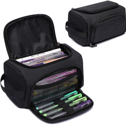 Pencil case for boys and girls - Pencil case for adults - School pencil case - 24 x 13 x 13 cm - Black.