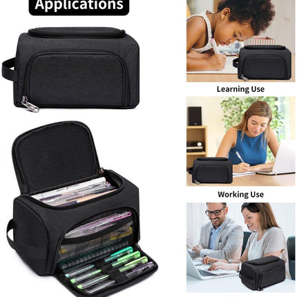 Pencil case for boys and girls - Pencil case for adults - School pencil case - 24 x 13 x 13 cm - Black.