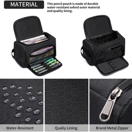 Pencil case for boys and girls - Pencil case for adults - School pencil case - 24 x 13 x 13 cm - Black.