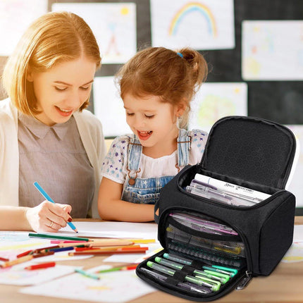 Pencil case for boys and girls - Pencil case for adults - School pencil case - 24 x 13 x 13 cm - Black.