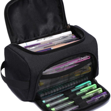 Pencil case for boys and girls - Pencil case for adults - School pencil case - 24 x 13 x 13 cm - Black.