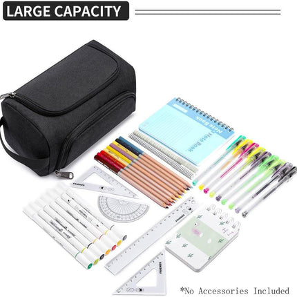 Pencil case for boys and girls - Pencil case for adults - School pencil case - 24 x 13 x 13 cm - Black.