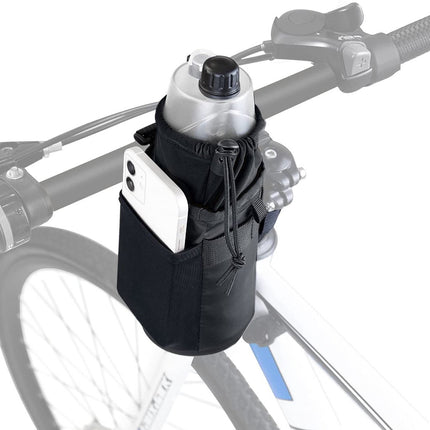 Bicycle panniers - Water bottle cage - Insulated cup holder with shoulder strap - Cup holder with phone storage for adults and children - Water bottle cage for mountain bike handlebars - Black