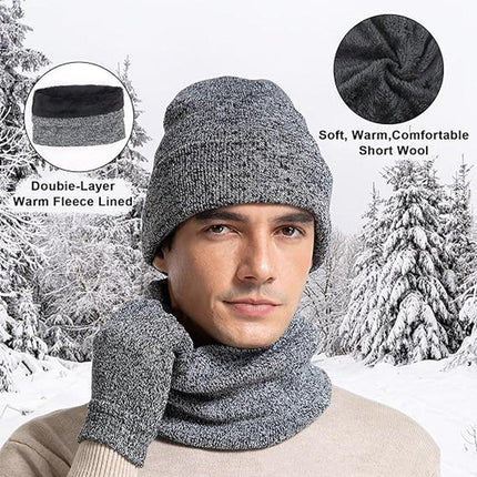 Beanie - Cotton beanie - Warm winter beanie - Scarf - Gloves - Touchscreen gloves - Ski mask - 3-in-1 beanie - Snowboard, skate, riding - Windproof and warm - Soft and comfortable - Warm fleece lining - Neck warmer.
