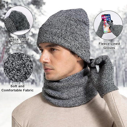 Beanie - Cotton beanie - Warm winter beanie - Scarf - Gloves - Touchscreen gloves - Ski mask - 3-in-1 beanie - Snowboard, skate, riding - Windproof and warm - Soft and comfortable - Warm fleece lining - Neck warmer.