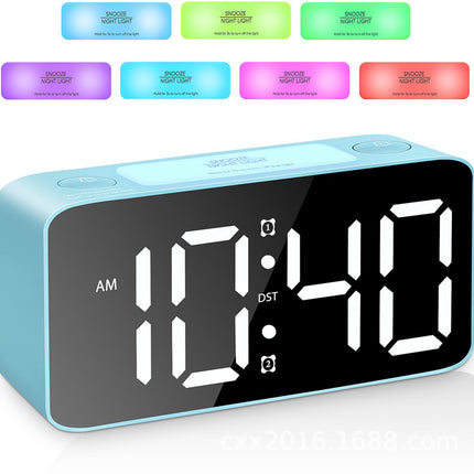 Wekker - Digital Alarm Clock - Wekker Children's Alarm Clock - LED Alarm Clock - Wekker with Color Mirror - 15 Color Modes - Large 7-inch Screen - 3 Brightness Levels - Night Light - Adjustable Volume - 12/24 Hour Time - Mains Powered Alarm Clock - For Ch.
