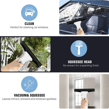 Windshield wiper - window cleaner - window squeegee - window cleaner - cordless window vacuum cleaner - water tank, spray bottle with microfiber cover - cordless window cleaner for all smooth surfaces, windows, mirrors, shower screens.