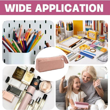 Corduroy Pencil Case - Pretty pencil case with a practical zipper - Makeup bag - Suitable for school-aged teenagers, boys and girls - white.