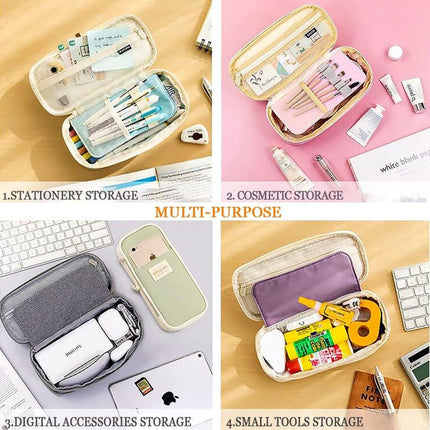 Large capacity pencil case, writing pencil case suitable for teenage girls, green, pencil case.