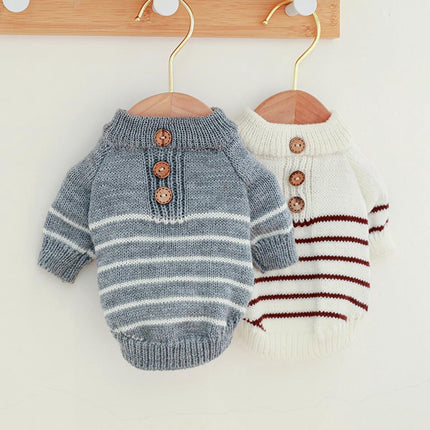 Dog Coat - Dog Sweater - Dog Jumpsuit - Cat Overalls - Striped Puppy Sweater Coat - Puppy Pyjamas - Dog Sweatshirt - Perfect for Party Costumes - Grijs - Party Decoration - Christmas - Size XL.