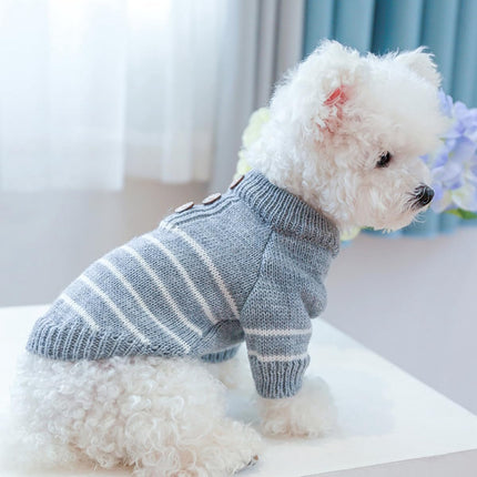 Dog Coat - Dog Sweater - Dog Jumpsuit - Cat Overalls - Striped Puppy Sweater Coat - Puppy Pyjamas - Dog Sweatshirt - Perfect for Party Costumes - Grijs - Party Decoration - Christmas - Size XL.