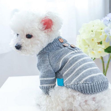 Dog Coat - Dog Sweater - Dog Jumpsuit - Cat Overalls - Striped Puppy Sweater Coat - Puppy Pyjamas - Dog Sweatshirt - Perfect for Party Costumes - Grijs - Party Decoration - Christmas - Size XL.