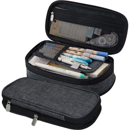 Pencil Case - Grijs - Pencil Case for Boys and Girls - Canvas - Large Capacity - School Pencil Case - Back to School - Cute Telescopic Pencil Holder - Pretty Pencil Case.